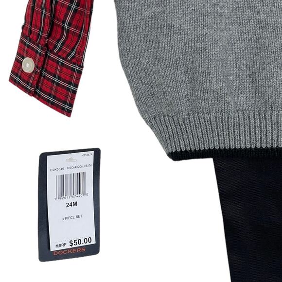 NEW Dockers Plaid Train 3-Piece Set 24 Months Formal Holiday - Picture 3 of 7